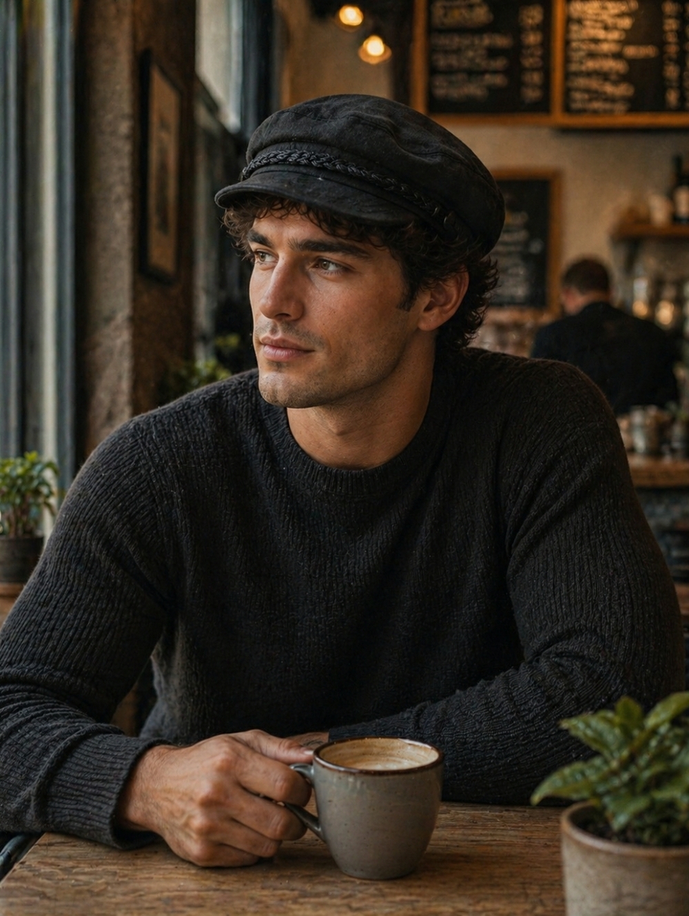 Aegean Greek Fisherman's Cap in Black - size 7-1/2